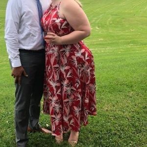 Bar III - XXL - Red Flowery Midi Dress